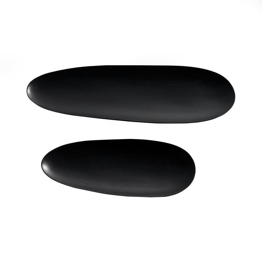Ethnicraft Set of 2 Black Thin Oval Boards